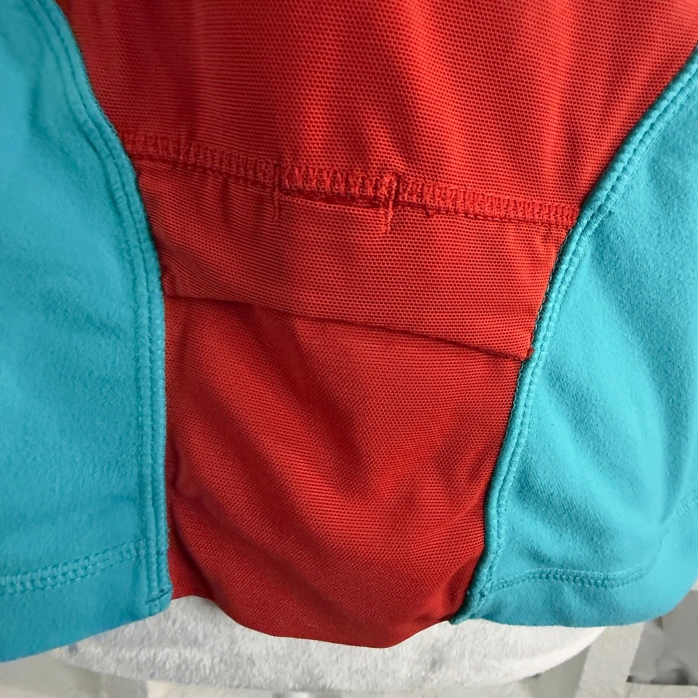 Lululemon Deep V Tank Turquoise Red Colourblock Racerback Yoga Top - Picture 9 of 10